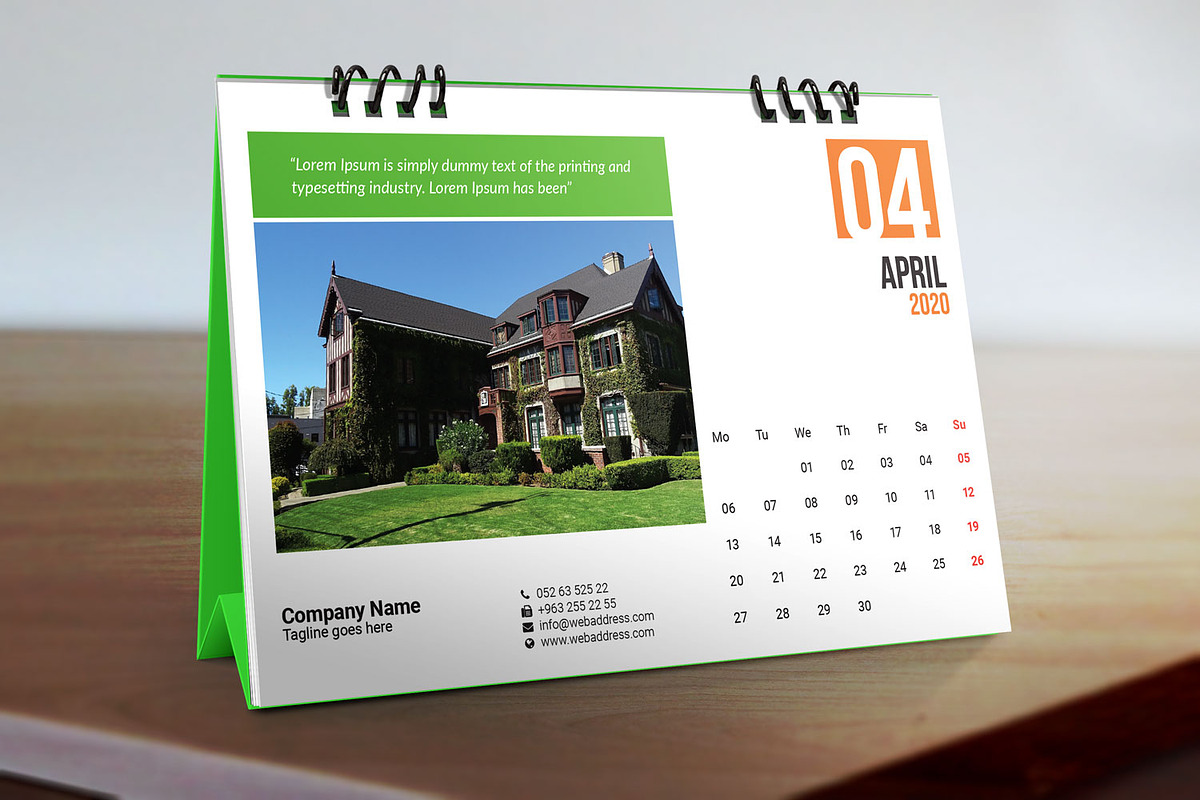 Desk Calendar for 2020 V3, a Stationery Template by graphicbox (Photo 3 of 5)