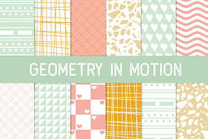 Geometry in Motion Pastel Patterns, a Pattern Graphic by Patterns for Dessert