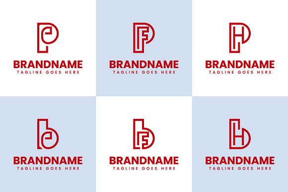Letters Be Bf Bh Pe Pf Ph Logo Set