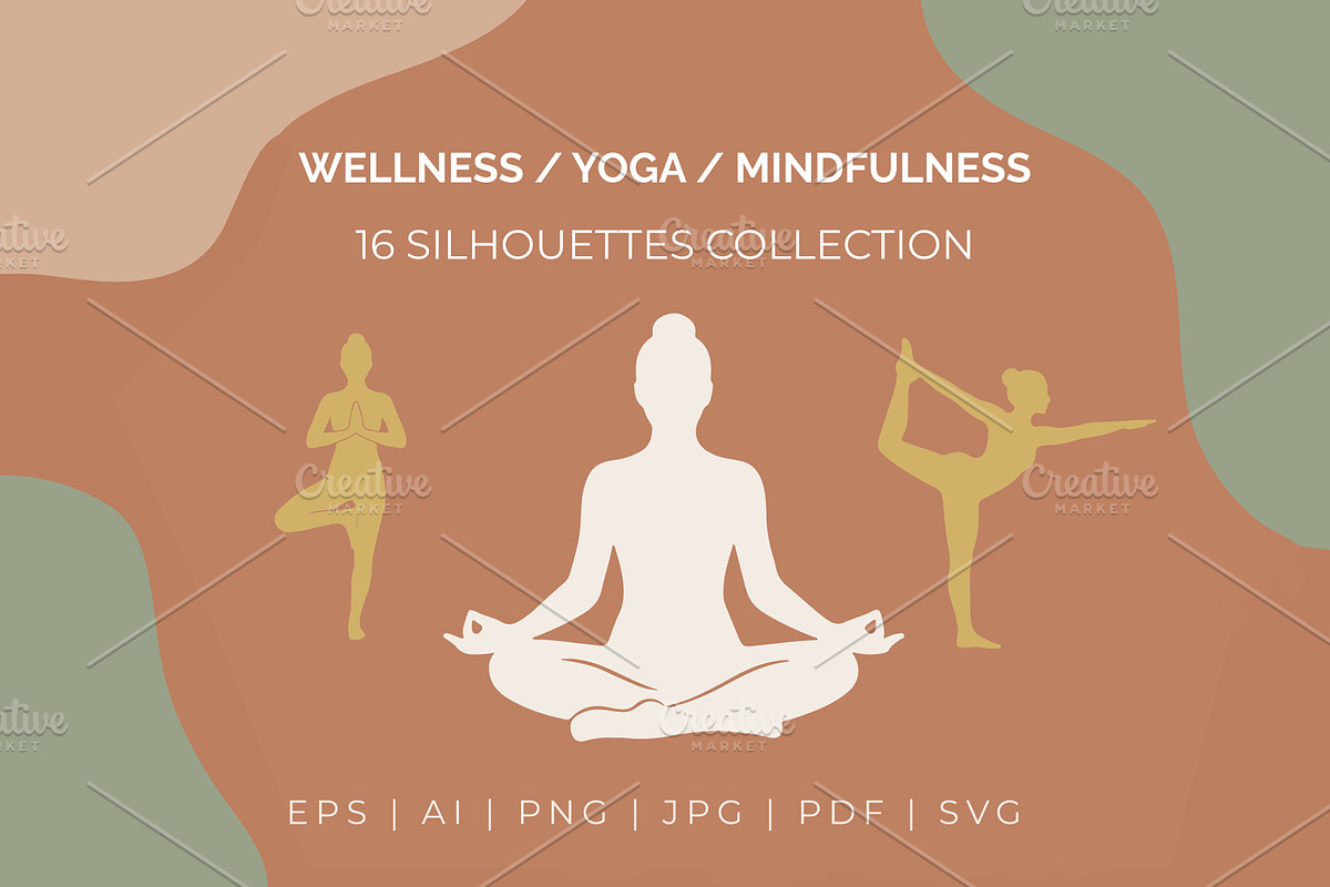 Yoga and Mindfulness Silhouettes, an Object Graphic by Designgrove (Photo 3 of 6)