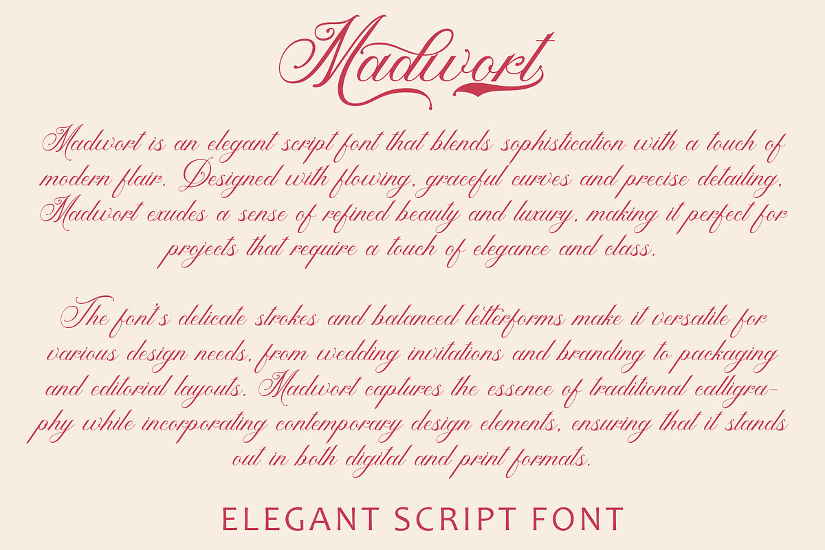 Madwort - Elegant Script Font, a Script Font by Arendxstudio (Photo 7 of 12)