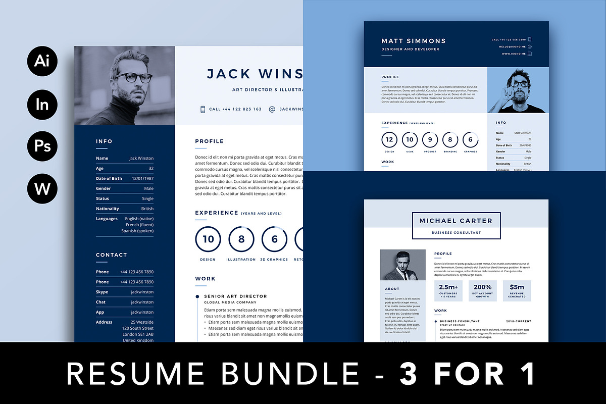 PRO Resume Bundle - Save 60%, a Resume Template by ikono.me (Photo 1 of 7)