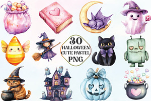 Pastel Halloween Cute Clipart, an Illustration by CraftArtStudio