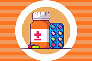 Medicine Jar And Pills Strip Cartoon, an Object Graphic by Artstorystudio (Thumbnail 2 of 3)