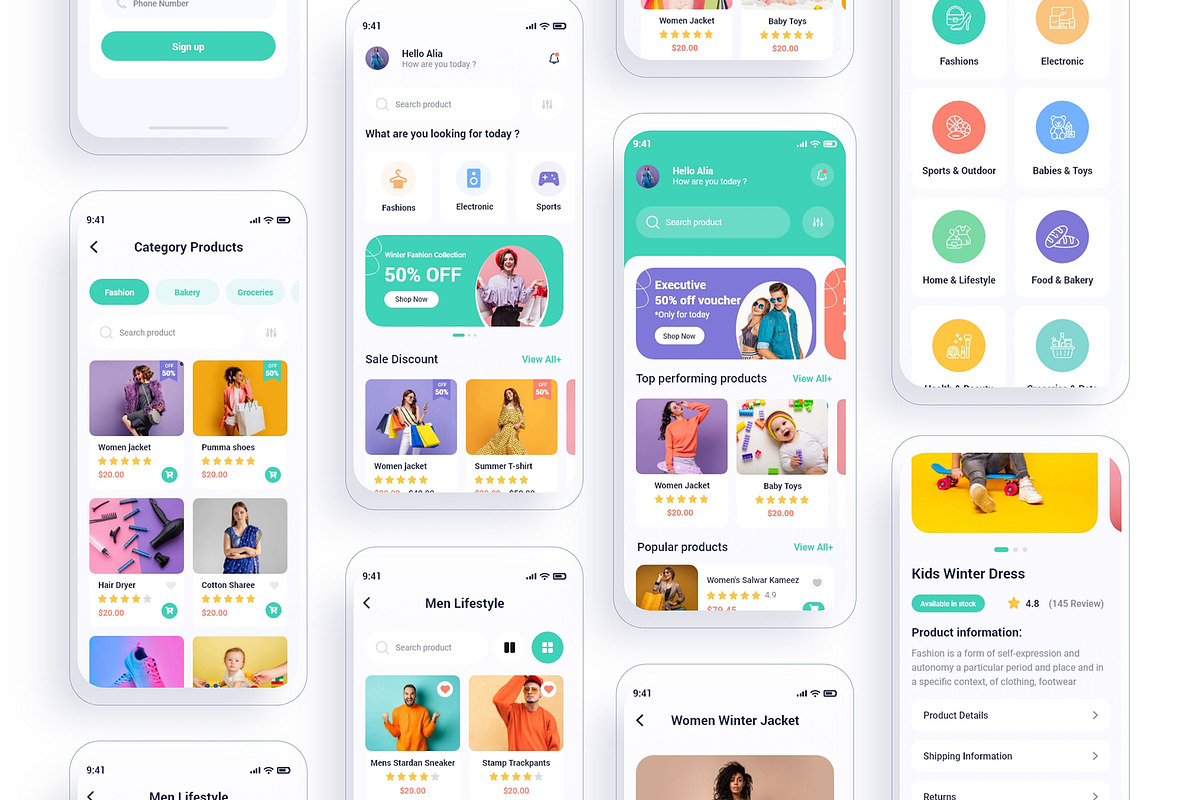Shopex- eCommerce Mobile App UI Kits, an Android Mockup by RiveupDigital (Photo 1 of 5)