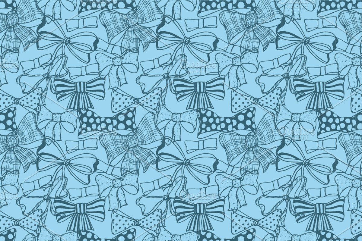 Set of bows, hand drawn patterns preview 3