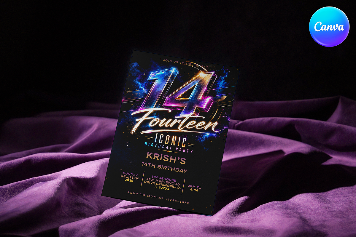 14th Birthday Invitation Template, an Invitation Template by InvitingStorys (Photo 3 of 11)