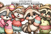 Whimsical Easter Raccoon Clipart, a Seasonal Illustration by HueNestify (Thumbnail 1 of 3)