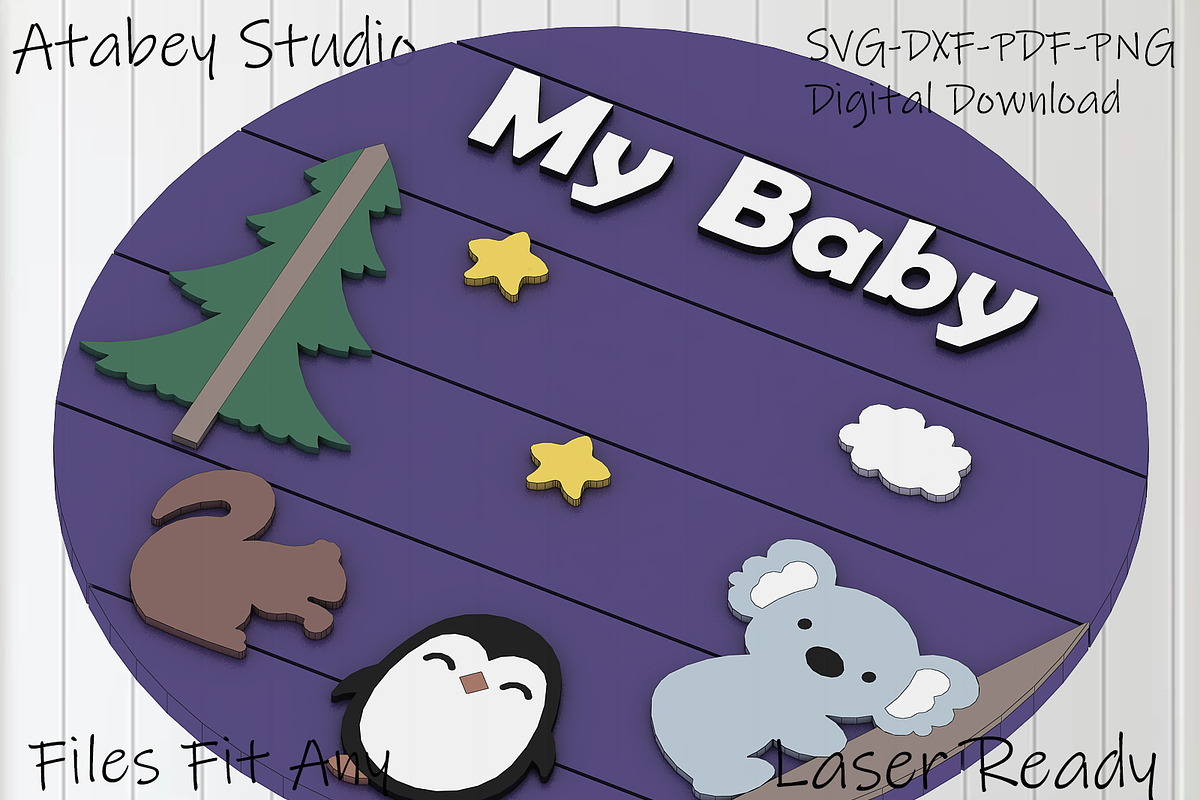 Nursery Door Hanger SVG 329, a Graphic by AtacanDigital (Photo 2 of 6)