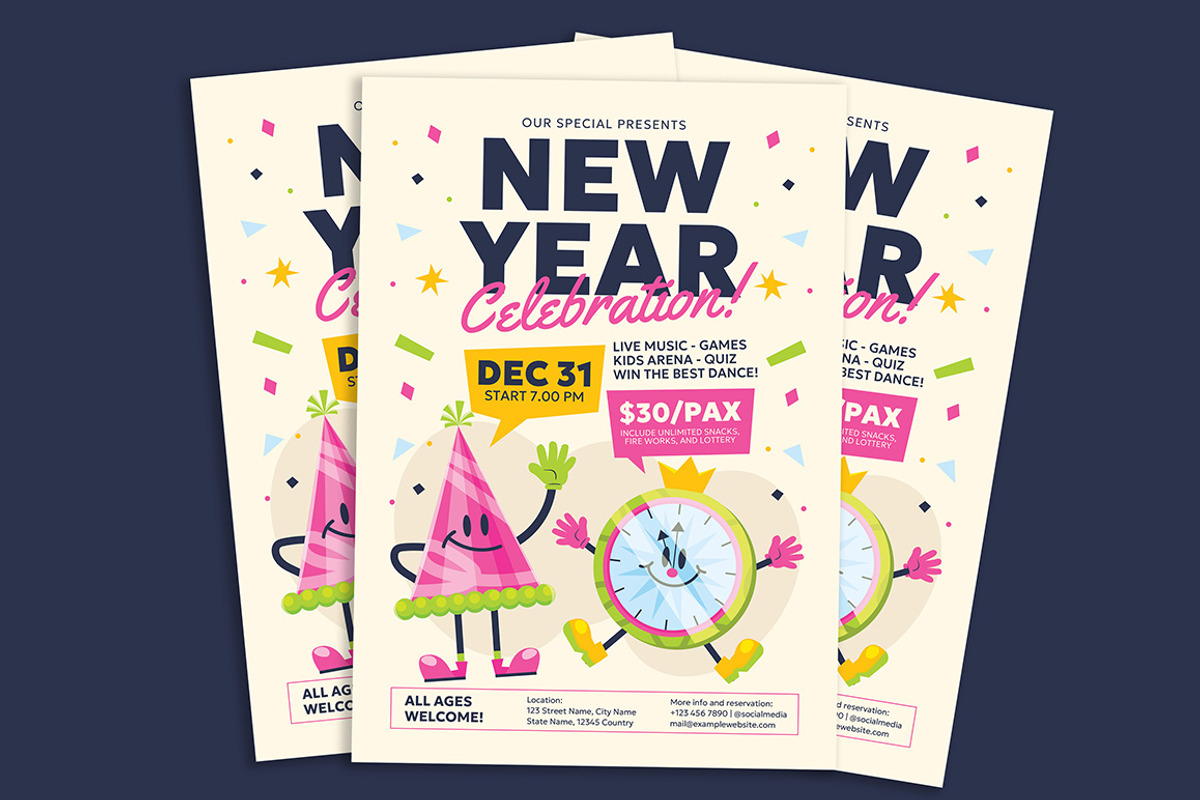 New Year Celebration Flyer, a Flyer Template by Gumico Studio. (Photo 2 of 3)