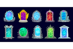 Fantasy magic portal doors, a Decorative Illustration by Vector Tradition