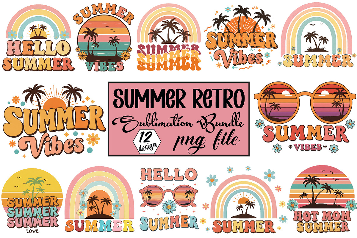 Summer Retro Sublimation Bundle, an Illustration by Libby Wishes (Photo 1 of 13)