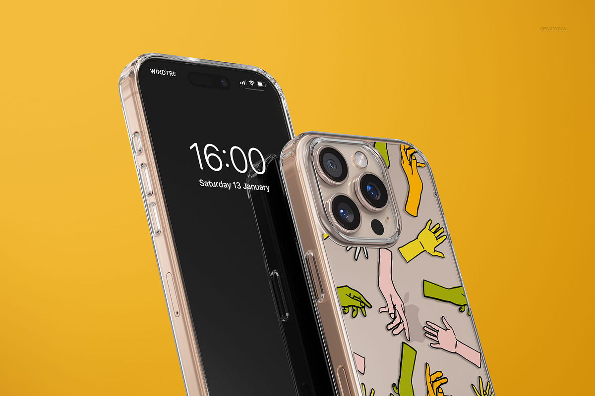 Phone 16 Pro Max Clear Case Mockup, an iPhone Mockup by creatsy5 (Photo 14 of 18)