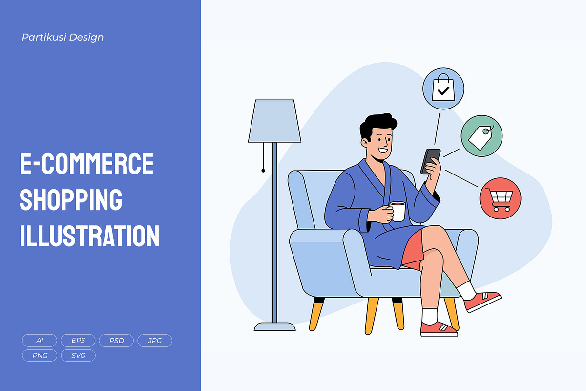 E-Commerce Shopping Illustration, a Person Illustration by Partikusi Design (Photo 1 of 3)