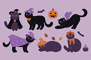 Cute halloween cats, an Animal Illustration by Yayasya (Thumbnail 1 of 3)