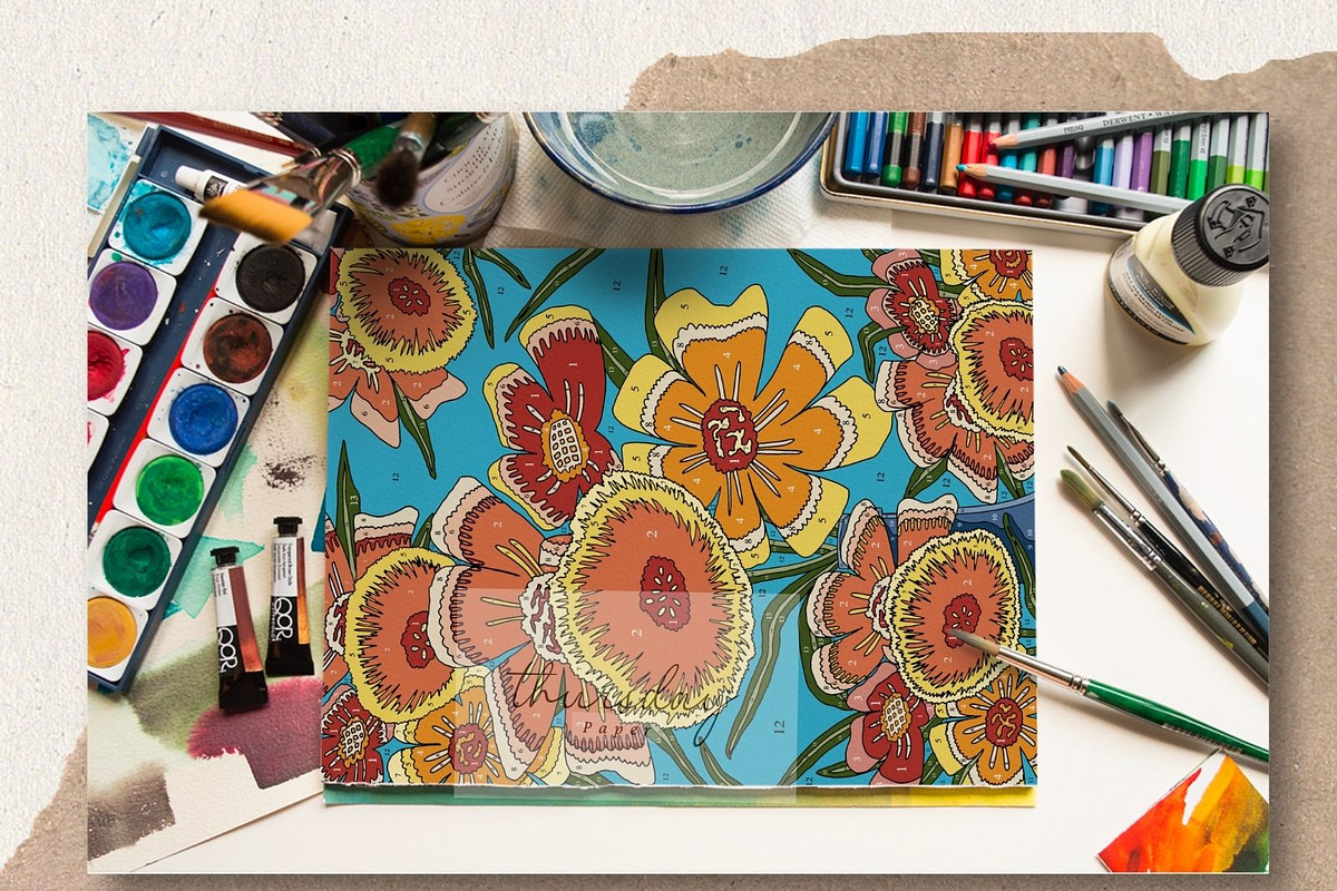 Colorful flowers color by number, a Graphic by Thursdaypaper (Photo 5 of 10)