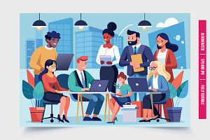Professionals Working Together, a Finance Illustration by Tanuart