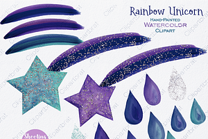 Purple & Navy Blue Rainbow Unicorn