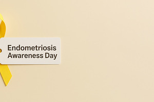 Yellow ribbon for endometriosis awar, a Photo by Dvoevnore photos
