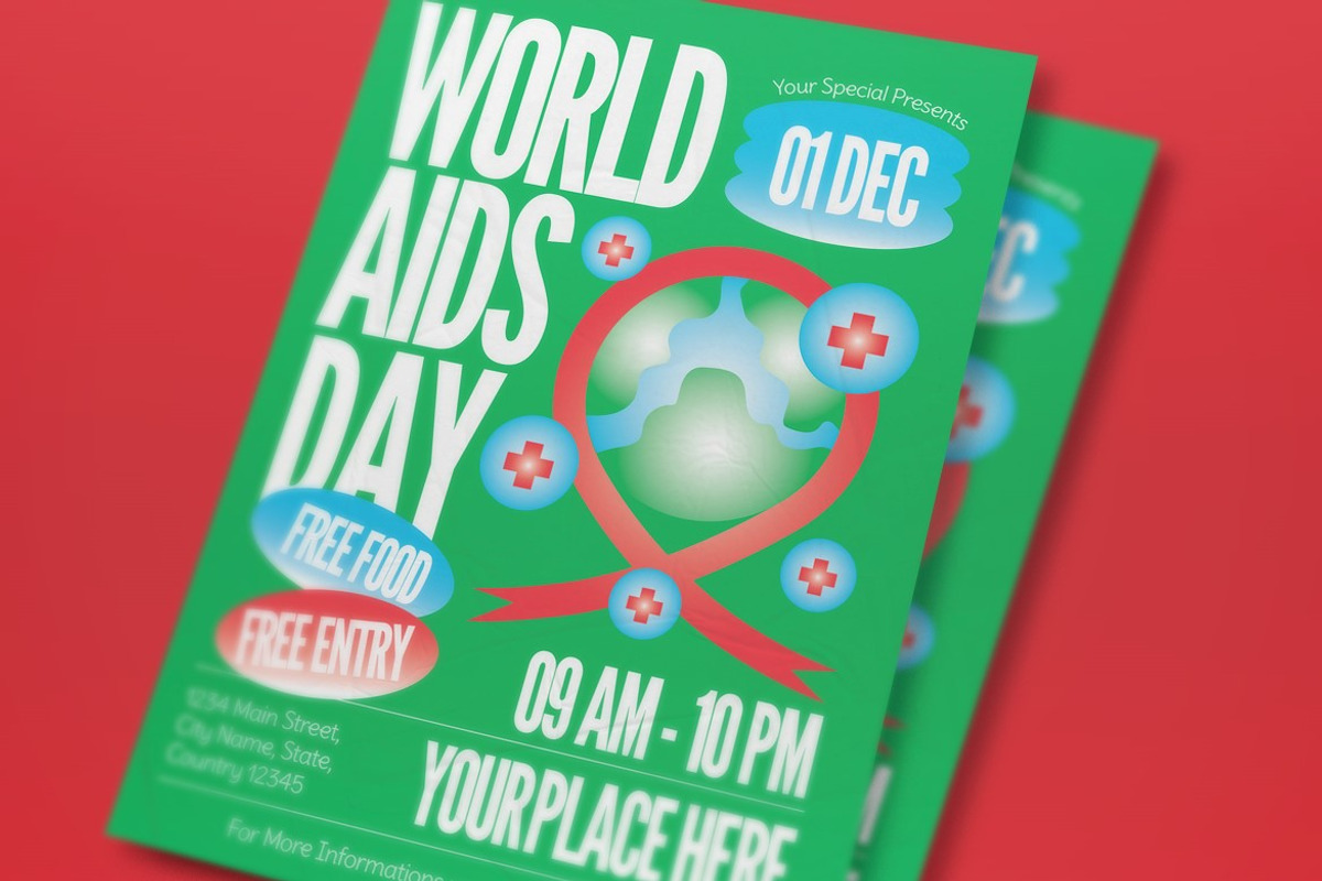 Green Beige World Aids Day Flyer Set, a Flyer Template by graphicook (Photo 2 of 3)