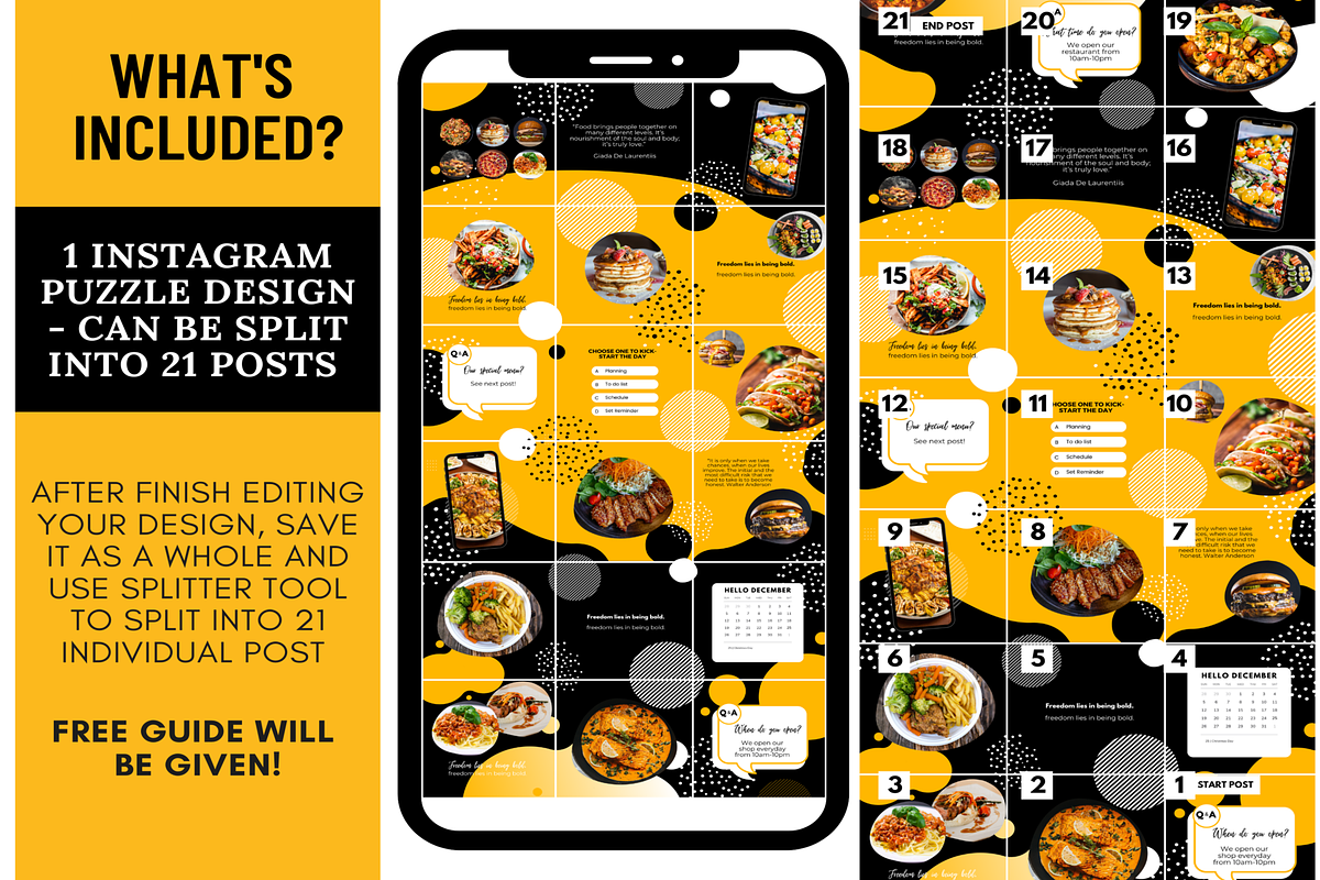 Food Instagram Puzzle Grid Template, a Social Media Template by LushBury (Photo 2 of 5)