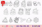 Outline Santa & Animals Clipart, an Animal Illustration by Noey smiley (Thumbnail 2 of 3)