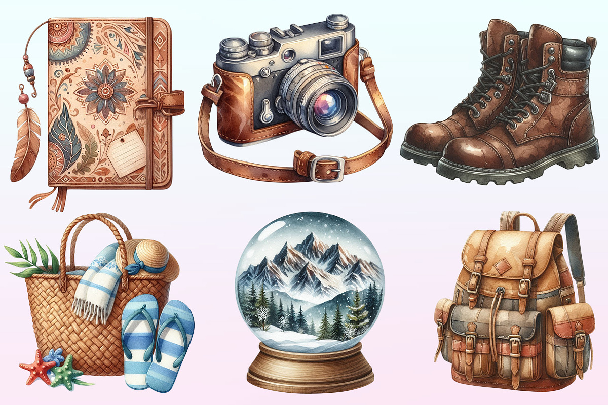 Watercolor Travel Clipart, a Graphic by CitraGraphics (Photo 3 of 4)
