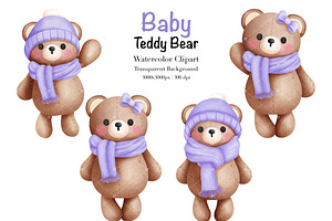 Cute Purple Baby Teddy Bear.