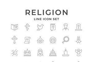 Set line icons of religion, an Outline Icon by motorama