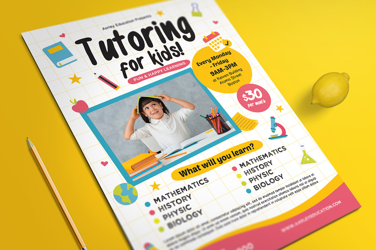 Tutoring Kids Flyer, a Flyer Template by Aarley Kaiven (Photo 2 of 2)