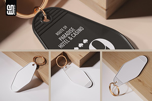 Keychain With Golden Ring Mockup