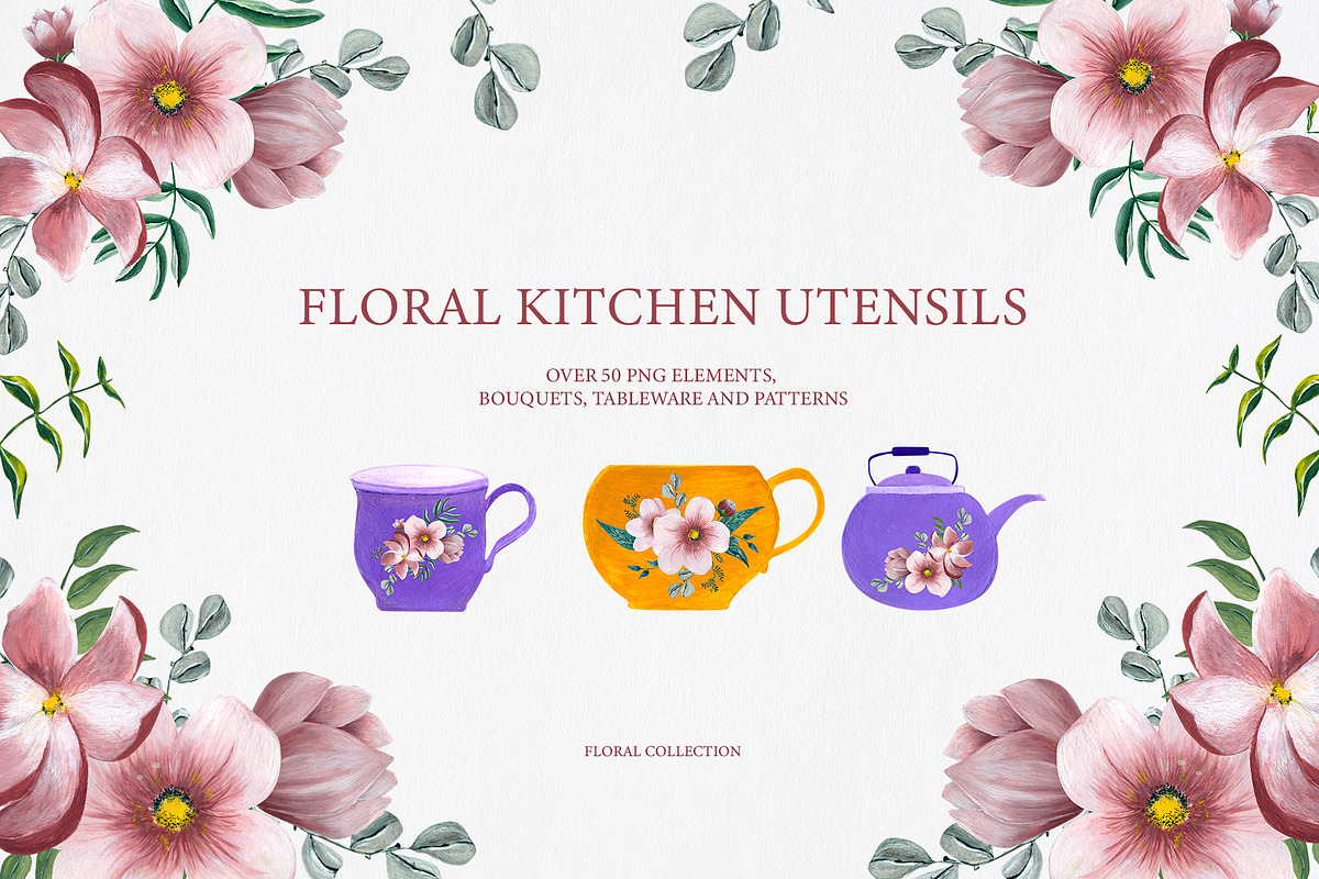 Floral Kitchen Utensils, an Illustration by SketchCliparts (Photo 1 of 8)