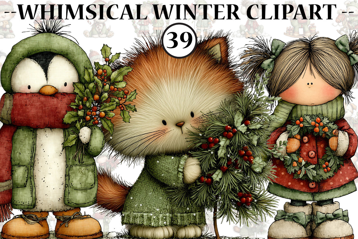 Whimsical Winter Clipart Bundle, an Illustration by CreationArt