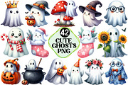 Cute Ghosts Clipart Bundle, an Illustration by Pixels.Craft (Thumbnail 1 of 7)