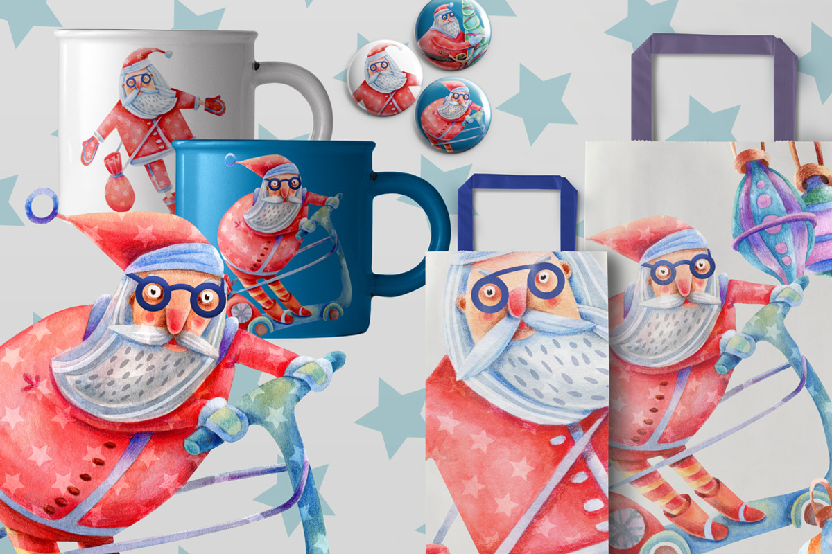 Santa Claus watercolor and Christmas, a Graphic by Olha Kalyta (Photo 5 of 8)