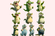 Funny Crocodile Clipart PNG Bundle, a Graphic by M9 Design (Thumbnail 7 of 9)