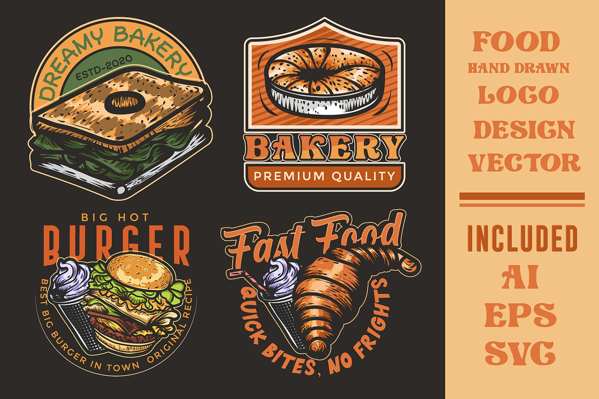 set of food vector illustration, a Branding & Logo Template by Billah Hub