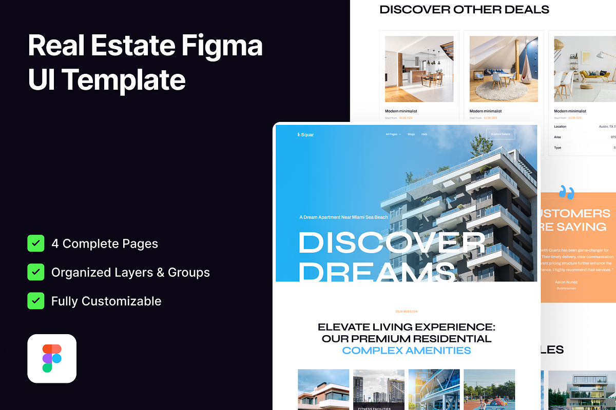 Squar - Free Real Estate Figma, an UI Kit Template by FinestDevs (Photo 3 of 6)