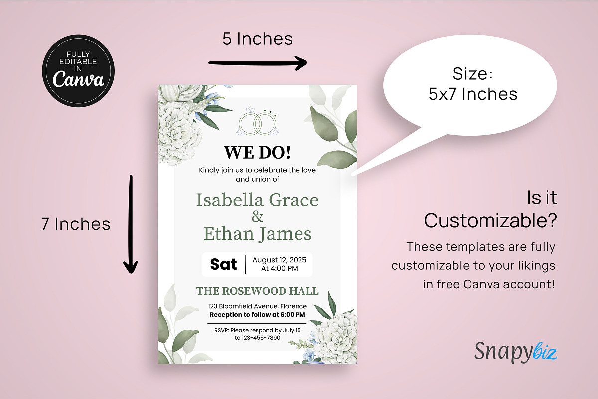 Creamy Rose Wedding Invitation Temp, an Invitation Template by Snapybiz (Photo 2 of 9)