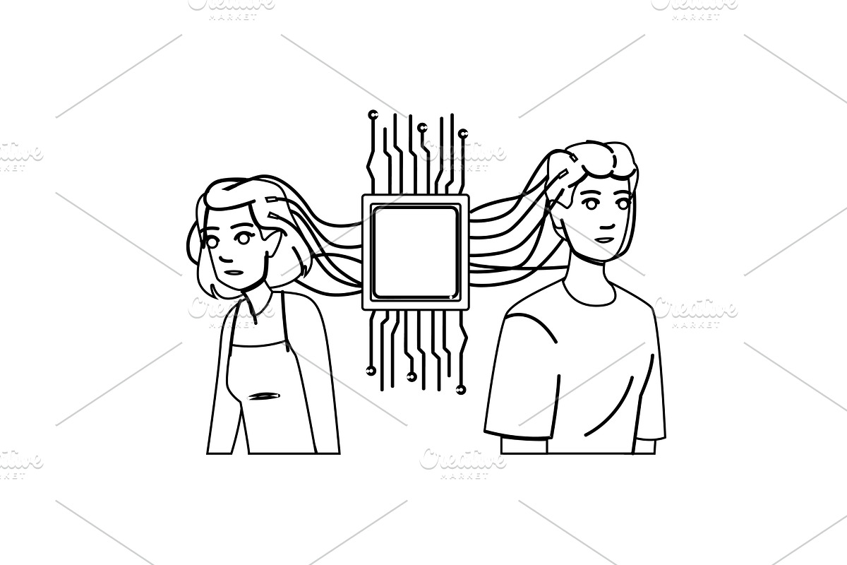 science brain computer interface, a Person Illustration by pikepicture