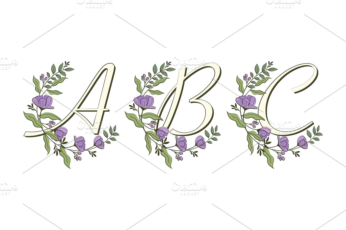 Floral Lavender Alphabet Monogram, an Illustration by Stellalunarts (Photo 1 of 3)