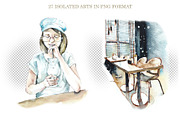 Watercolor Cafe and Sushi Bar, a Food Illustration by Budogoshch (Thumbnail 3 of 4)