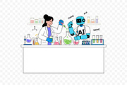 AI Robot and Scientist Doing Lab, a Technology Illustration by Partikusi Design (Thumbnail 3 of 3)