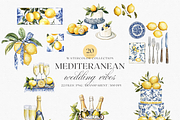 Watercolor Mediterranean Wedding Set, a Decorative Illustration by ThaismotaCreativeCo (Thumbnail 1 of 5)