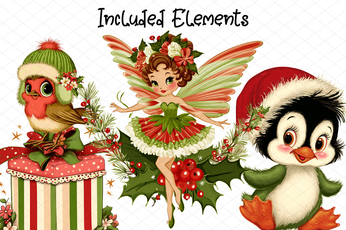 Whimsical Christmas Clipart Bundle, an Illustration by cherrydesign (Photo 2 of 4)