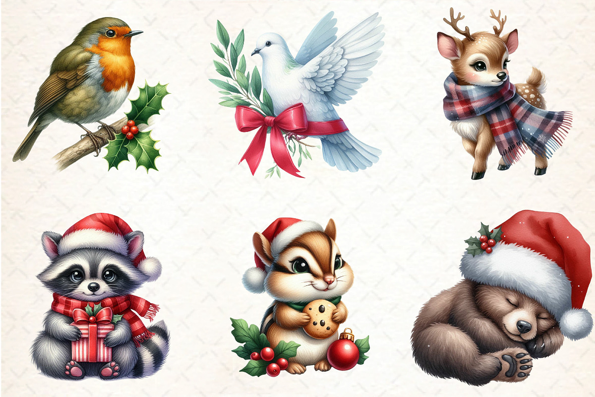Christmas Animals Clipart, an Illustration by DreamCafeArt (Photo 6 of 8)