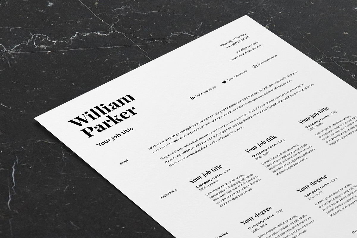 William | CV / resume template, a Resume Template by CV house (Photo 2 of 8)