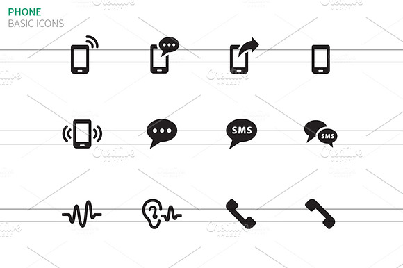 Phone Icons On White