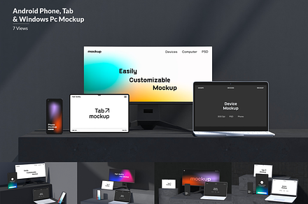 Android Phone, Tab & Windows Mockup