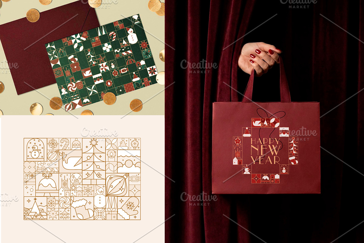 Mosaic Christmas Icon Collection, a Seasonal Illustration by Anna (Photo 6 of 12)
